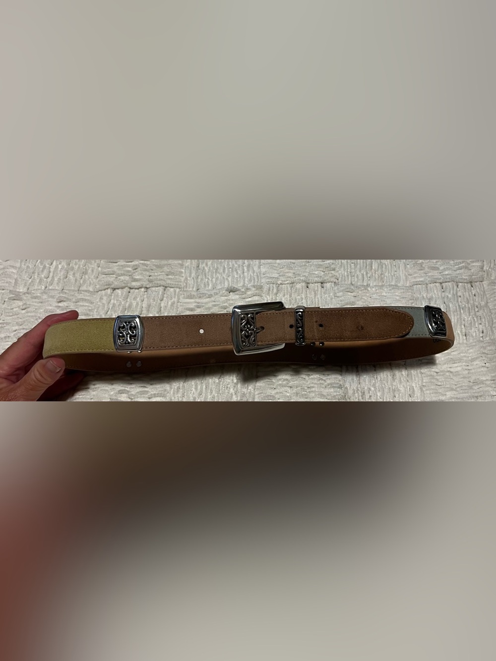 Brighton Women's tri color suede Leather Belt with Decorative Silver Buckle